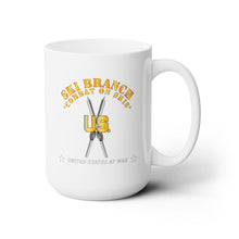 Load image into Gallery viewer, White Ceramic Mug 15oz - Army - Ski Branch - Combat  on Skis X 300
