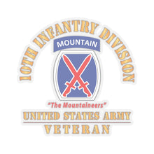 Load image into Gallery viewer, Kiss - Cut Stickers - Army - DUI - 10th Infantry Division - The Mountaineers - US Army Veteran X 300
