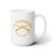 Load image into Gallery viewer, White Ceramic Mug 15oz - Army - 24th Infantry Regiment - Deuce Four  - Branch Insignia
