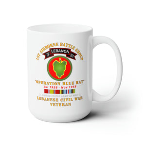 White Ceramic Mug 15oz - Army - 1st Airborne BattleGroup - 24th ID - Lebanon Civil  War w AFEM SVC