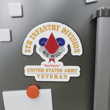 Load image into Gallery viewer, Die-Cut Magnets - Army - DUI - 5th Infantry Division - Red Devils - US Army Veteran X 300
