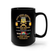 Load image into Gallery viewer, Black Mug 15oz - Army - 1st Battalion, 201st Artillery, 18th FA Bde - Operation Desert Storm Veteran X 300
