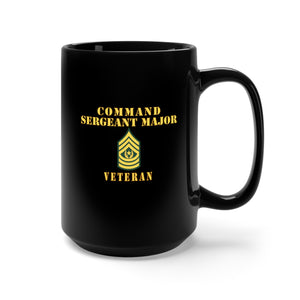 Black Mug 15oz - Command Sergeant Major - Veteran - Line X 300