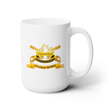 Load image into Gallery viewer, White Ceramic Mug 15oz - Army  - 8th Cavalry Regiment w Br - Ribbon
