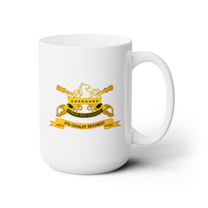 White Ceramic Mug 15oz - Army  - 8th Cavalry Regiment w Br - Ribbon