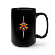 Load image into Gallery viewer, Black Mug 15oz - Army - 56th Field Artillery Command - SSI w Br - Ribbon w Pershing - Firing
