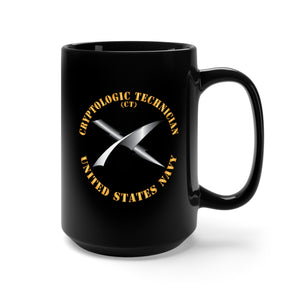 Black Mug 15oz - Navy - Rate - Cryptologic Technician X 300