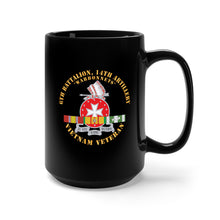 Load image into Gallery viewer, Black Mug 15oz - 6th Battalion, 14th Artillery Regiment - DUI - Warbonnets - VN SVC BAR - Top X 300
