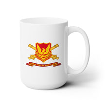 Load image into Gallery viewer, White Ceramic Mug 15oz - Army - 39th Field Artillery w Br - Ribbon
