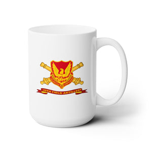 White Ceramic Mug 15oz - Army - 39th Field Artillery w Br - Ribbon