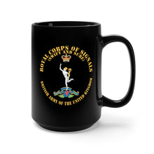 Load image into Gallery viewer, Black Mug 15oz - UK - Royal Corps of Signals - Swift and Sure - Army of UK X 300

