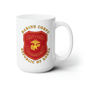 White Ceramic Mug 15oz - Korea - Republic of Korea - Marine Corps Patch