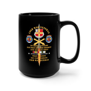 Black Mug 15oz - Cold War Vet - 1st Missile Bn, 81st Artillery 56th Artillery Group - Neu-Ulm Germany - Firing Missile w ARTY Br w COLD SVC X 300