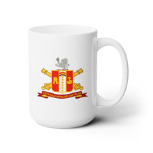 Load image into Gallery viewer, White Ceramic Mug 15oz - Army - 150th Field Artillery Battalion w Br - Ribbon
