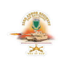 Load image into Gallery viewer, Kiss-Cut Stickers - Army - 3rd Bn 33rd Armor Branch w 33rd Armor PICKLES DUI - MEN OF WAR w Fire - Shirt
