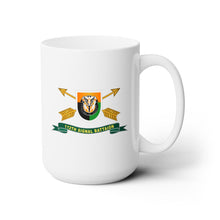 Load image into Gallery viewer, White Ceramic Mug 15oz - Army - 112th Signal Battalion w SF Branch - Flash w Br - Ribbon X 300
