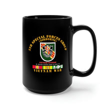 Load image into Gallery viewer, Black Mug 15oz - Army - 5th Special Forces Group w Flash VN SVC
