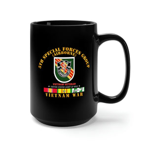 Black Mug 15oz - Army - 5th Special Forces Group w Flash VN SVC