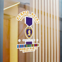 Load image into Gallery viewer, Kiss-Cut Vinyl Decals - Purple Heart - WIA w WWII SVC w Purple Heart - Middle East
