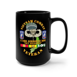 Black Coffee Mug 15oz - Army - Vietnam Combat Infantry Veteran w 173rd Airborne Bde SSI V1