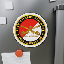 Load image into Gallery viewer, Die-Cut Magnets - 10th Cavalry Regiment - Fort Arbuckle, OK - Buffalo Soldiers w Cav Branch
