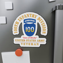 Load image into Gallery viewer, Die-Cut Magnets - Army - SSI - 100th Division (Airborne) - Sons of Bitche - US Army Veteran X 300
