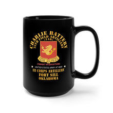 Load image into Gallery viewer, Black Mug 15oz - Charlie Battery, 25th Field Artillery (TAB) - DUI - III Corps - Ft Sill OK X 300
