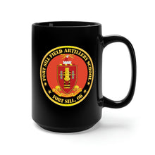 Load image into Gallery viewer, Black Mug 15oz - Army - Fort Sill Field Artillery School, COA Fort Sill, OK X 300
