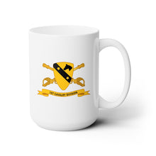 Load image into Gallery viewer, White Ceramic Mug 15oz - Army - 1st Cavalry Division w Br - Ribbon
