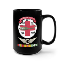 Load image into Gallery viewer, Black Mug 15oz - Army - 57th Medical Co - Original Dust off - Vietnam w Door Gunner Wings w VN SVC X 300
