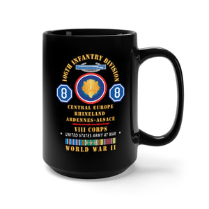 Black Mug 15oz - Army - 106th Infantry Regiment, VIII Corps - Central Europe - Rhineland EUR WWII w EUR SVC X 300