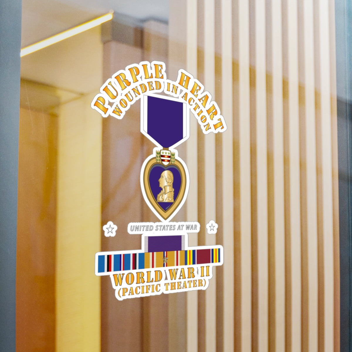 Kiss-Cut Vinyl Decals - Purple Heart - WIA w WWII SVC w Purple Heart ...