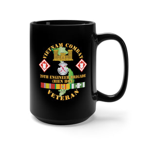 Black Mug 15oz - Vietnam Combat Veteran w 20th Engineer Brigade  SSI - BIEN HOA X 300