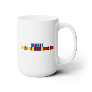 White Ceramic Mug 15oz - Army - WWII Service Ribbons Bar w Philippines SVC (Pacific Theater)