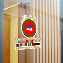 Load image into Gallery viewer, Kiss-Cut Vinyl Decals - Army - VII Corps - US Central Command - Desert Storm Veteran
