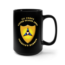 Load image into Gallery viewer, Black Mug 15oz - Emblem - Army III Corps - DUI - America&#39;s Hammer
