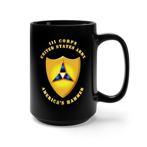 Black Mug 15oz - Emblem - Army III Corps - DUI - America's Hammer