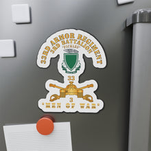 Load image into Gallery viewer, Die-Cut Magnets -SSI - Army - 3rd Bn 33rd Armor Branch w 33rd Armor PICKLES DUI - MEN OF WAR - Hat X 300

