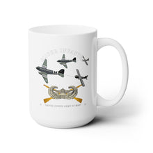 Load image into Gallery viewer, White Ceramic Mug 15oz - Army  - Glider Infantry w Towed Glider w  Infantry Glider Badge
