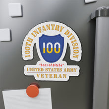Load image into Gallery viewer, Die-Cut Magnets - Army - SSI - 100th Division - Sons of Bitche - US Army Veteran X 300
