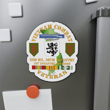 Load image into Gallery viewer, Die-Cut Magnets - Army - Vietnam Combat Infantry Veteran w 2nd Bn 28th Inf 1st Inf Div SSI
