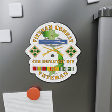 Load image into Gallery viewer, Die-Cut Magnets - Army - Vietnam Combat Infantry Veteran w 4th Inf Div SSI V1
