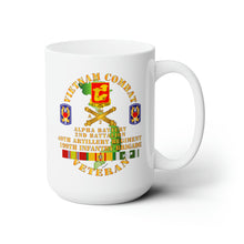 Load image into Gallery viewer, White Ceramic Mug 15oz - Army - Vietnam Combat Vet - Alpha Battery, 2nd Bn 40th Artillery - 199th Infantry Bde  - VN  SVC
