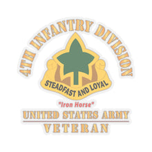 Load image into Gallery viewer, Kiss - Cut Stickers - Army - DUI - 4th Infantry Division - Iron Horse - US Army Veteran X 300
