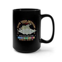 Load image into Gallery viewer, Black Mug 15oz - 284th Field Artillery Battalion - DUI w Br - 105MM Gun - Crew - EUR SVC WWII X 300
