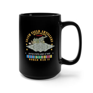 Black Mug 15oz - 284th Field Artillery Battalion - DUI w Br - 105MM Gun - Crew - EUR SVC WWII X 300