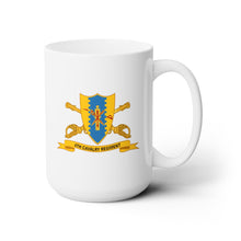 Load image into Gallery viewer, White Ceramic Mug 15oz - Army - 4th Cavalry Regiment w Br - Ribbon
