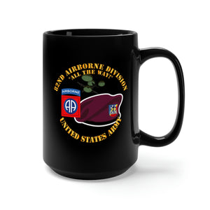 Black Mug 15oz - 82nd Airborne Div - Beret - Mass Tac - Maroon - 82nd Avn Regt