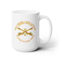 Load image into Gallery viewer, White Ceramic Mug 15oz - Army -  Golf Troop, 15th Cavalry  All for One, one For All w Br
