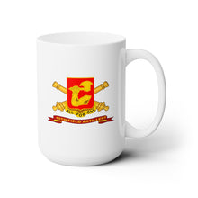 Load image into Gallery viewer, White Ceramic Mug 15oz - Army - 40th Field Artillery w Br - Ribbon
